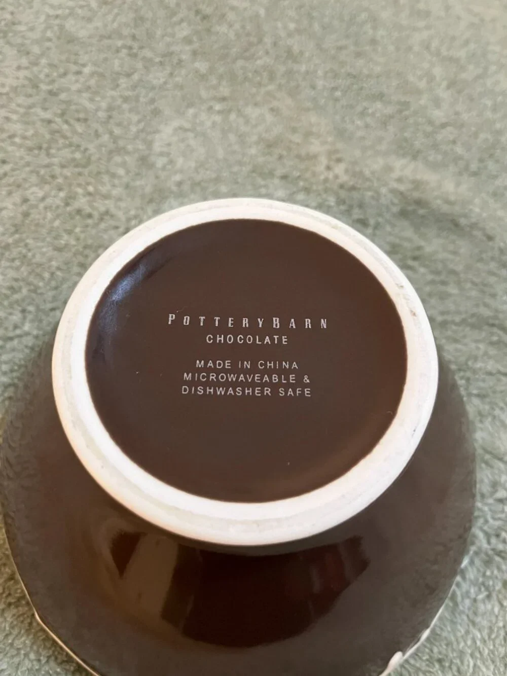 Pottery Barn Chocolate Bowl Ceramic Drip Design Brown White 5